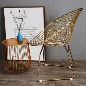 欧式铁艺沙发椅户外金属设计师椅子简约镂空铁丝椅创意靠背椅
